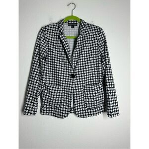 Russel Kemp Houndstooth Blazer Suit Jacket Black White Size S